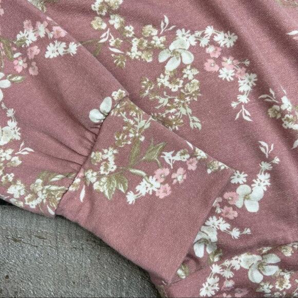 NWT Lauren Conrad Floral Off-The-Shoulder Lightweight Sweatshirt Dusty Rose M - Picture 9 of 14